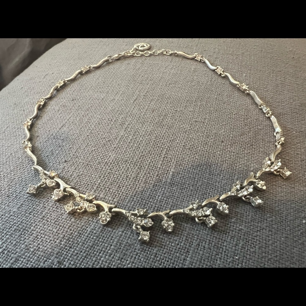 Trifari Silver Tone and Rhinestone Necklace